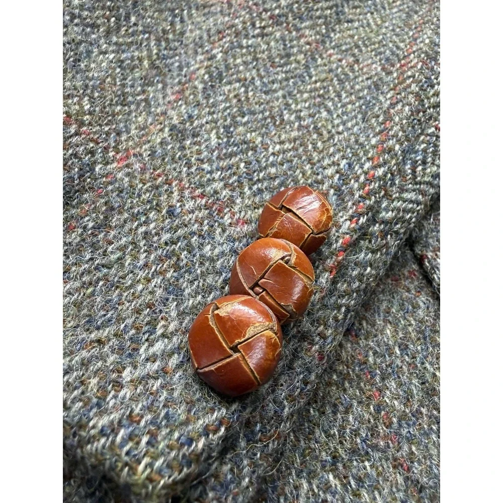 Norm Thompson‎ Tweed Shooting Blazer 48R Brown Herringbone Wool Elbow Patch VTG